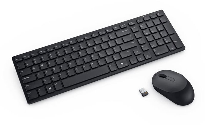 DELL KM555/ Česká/ Slovenská/ bezdrátová tichá klávesnice + myš/ USB/ černá