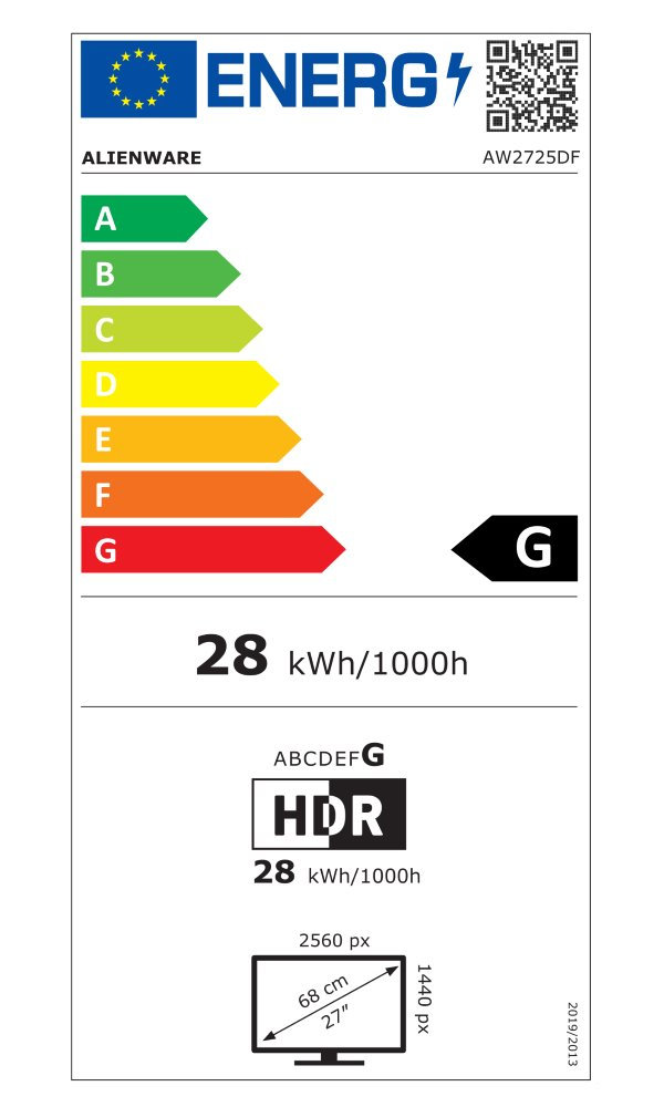 DELL AW2725DF Gaming / 27" OLED/ 16:9/ 2560x1440/ QHD/ OLED/ 1.5M:1/ 0.03ms/ 2x USB/ 2xDP/ HDMI/ 1xUSB-C/ 3Y Basic