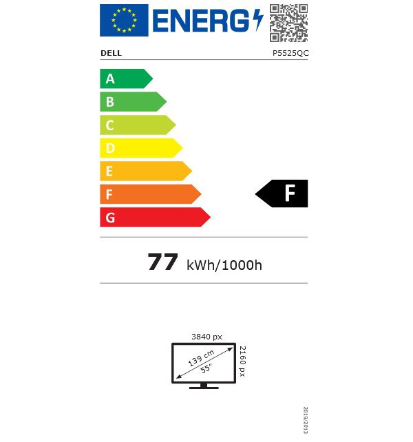 DELL P5525QC/ 55" LED/ 16:9/ 3840x2160/ 1200:1/ 8ms/ USB-C/ 2x HDMI/ 2xDP/ 2x USB/ RJ45/ COM/ 3Y Basic on-site
