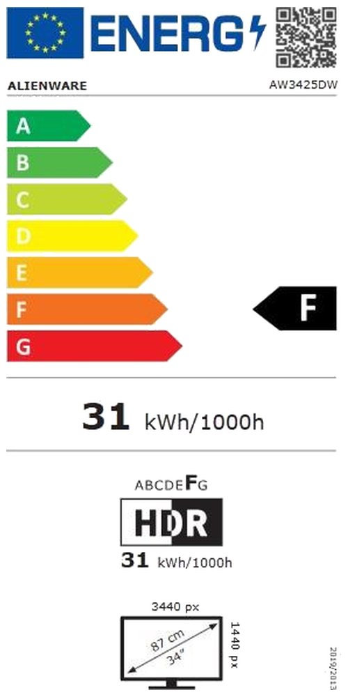 DELL AW3425DW/ Alienware curved / 34" LED/ 21:9/ QD-OLED/ 3440 x 1440/ 240Hz/ 0.03ms/ 1x USB/ USB-C/ 1x DP/ 2x HDMI/ 3Y Bas