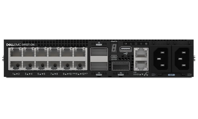DELL Networking S4112T-ON switch/ 12x 10Gb-T/ 3x 100GbE QSFP28/ IO to PSU/ 2x zdroj/ reverse / management/ 1Y CAR