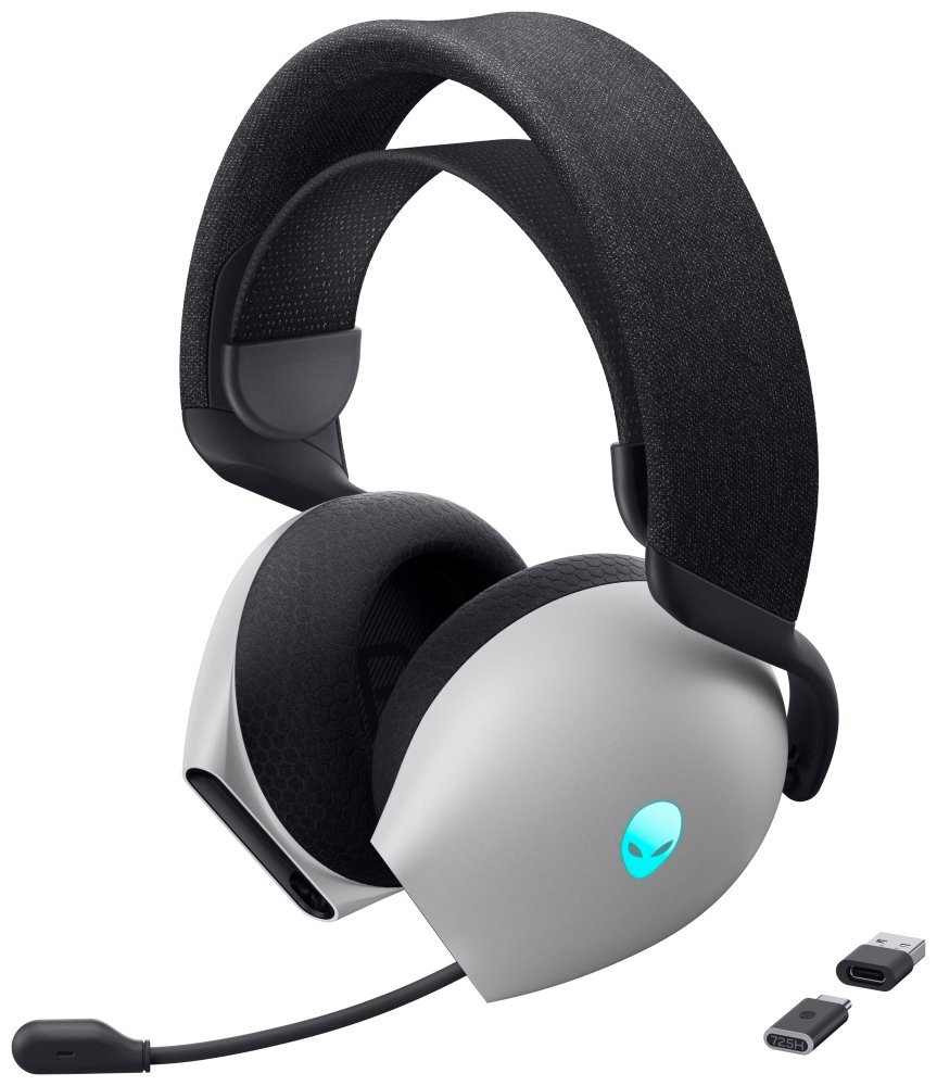DELL bezdrátová náhlavní souprava  AW725H/ Wireless gaming Tri - mode Headset/ sluchátka + mikrofon/ bílá